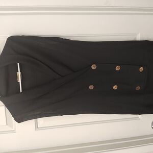 Black Sleeveless Cardigan with Button Accents